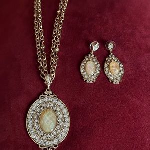 Signed crystal necklace and earring